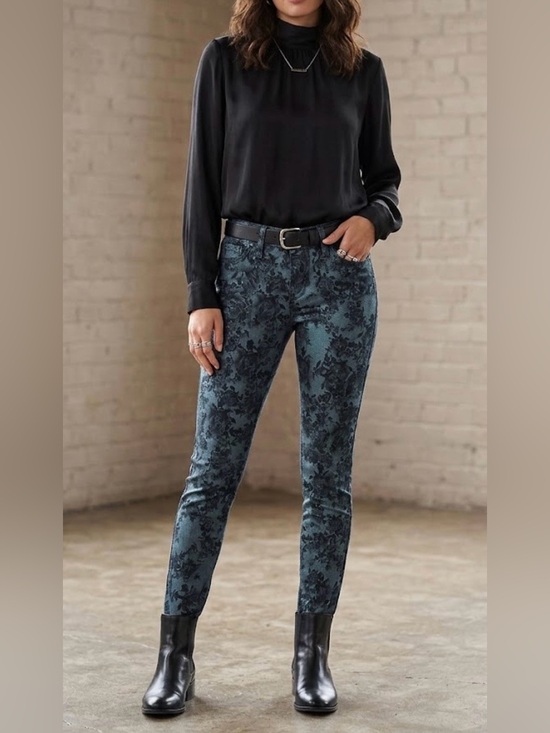 Hidden Jeans Denim - Blue Floral-Print Skinny Jeans Hidden jeans size 3